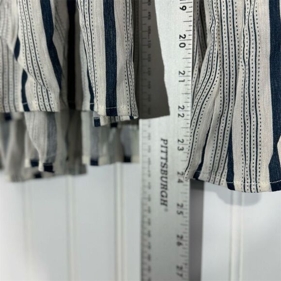 THML Embroidered Striped Peplum Top Medium Blue White Boho Festival Tassel - Picture 8 of 8